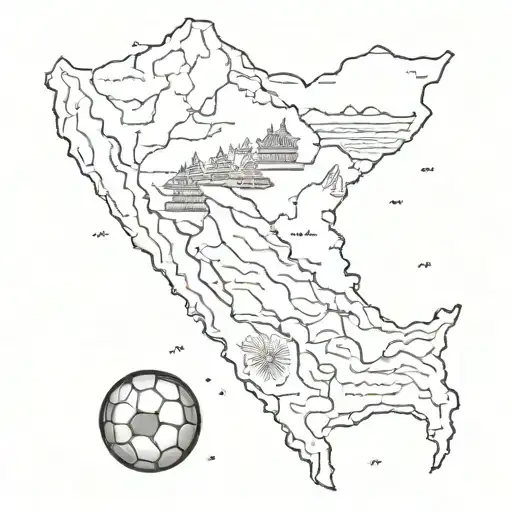 Combine a football and a map of Nepal to create a unique design tattoo design idea