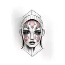 2 face girl poker tattoo design idea