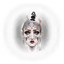 2 face girl poker tattoo design idea