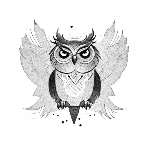 flying owl tattoo design idea