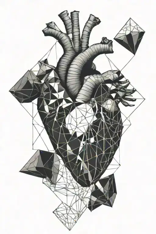 human heart with triangles on the bottom tattoo design idea