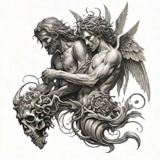 Eros God and Thanatos God tattoo design idea
