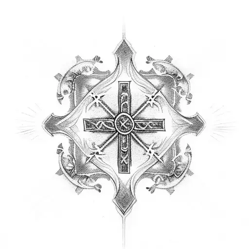 orthodox cross tattoo design idea