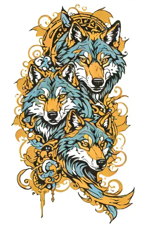wolves representing family tattoo design idea