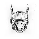 Ironman with Orchids, Bow & Arrow, Smoke, Kishi Kaisei in Japanese vetically. tattoo design idea
