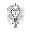 Ironman with Orchids, Bow & Arrow, Smoke, Kishi Kaisei in Japanese vetically. tattoo design idea