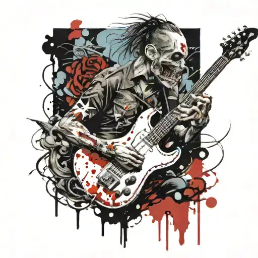 Blues Guitarist, Zombie rockstar tattoo design idea