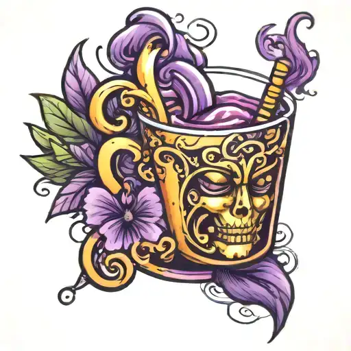 Purple Juice, lean cup tattoo design idea