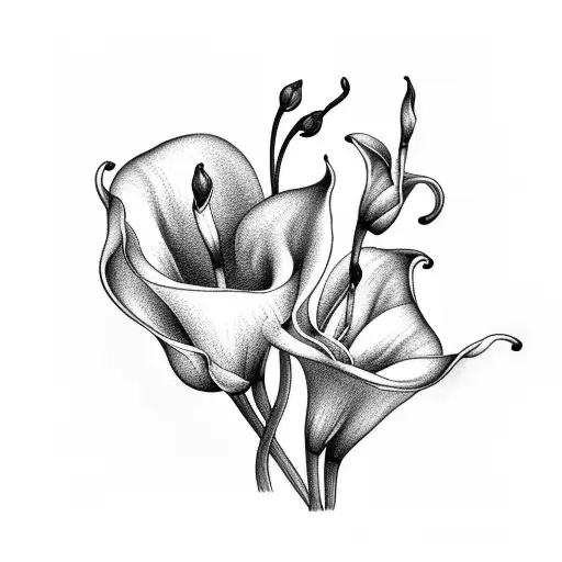 calla lily with music notes and the Nylah tattoo design idea