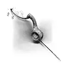 A wine bottle with a musical staff wrapping around it tattoo design idea