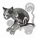 cat skeleton eating its own tail tattoo design idea