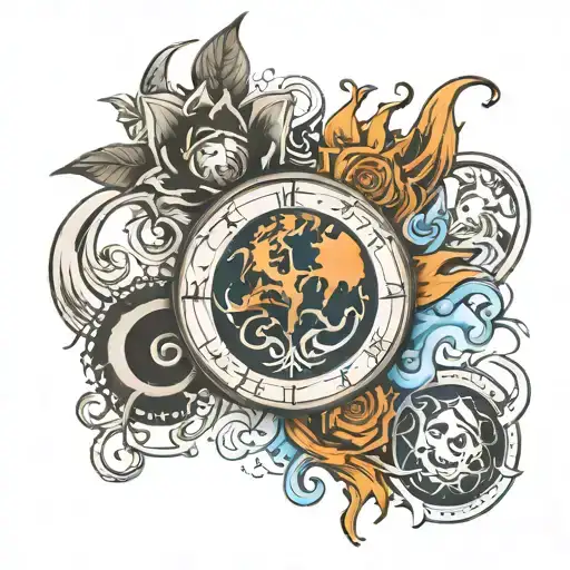 Earth, fire, air, water – without one the world is mortal tattoo design idea