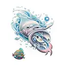 deep sea transition up into a sunset tattoo design idea