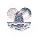 deep sea transition up into a sunset tattoo design idea