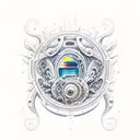 deep sea transition up into a sunset tattoo design idea