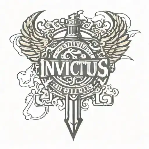 Invictus text tattoo design idea