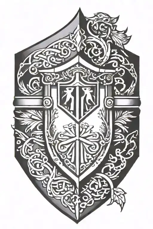 Bracelet with a shield heraldic armor tattoo design idea