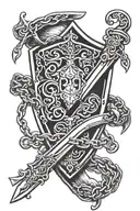 Bracelet with a shield heraldic sword and chains armor tattoo design idea