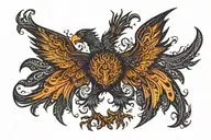 Prideful burning with flames Phoenix With Wings Spread very Wide tattoo design idea