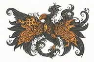 Prideful burning with flames Phoenix With Wings Spread very Wide tattoo design idea