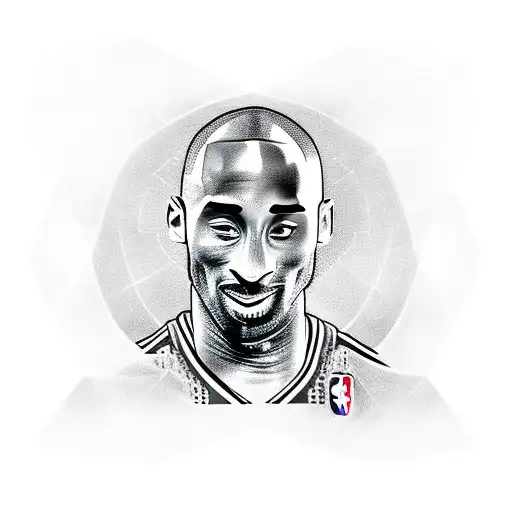 Create a blackwork tattoo of Kobe Bryant in a soccer jersey, surrounded by iconic soccer symbols tattoo design idea