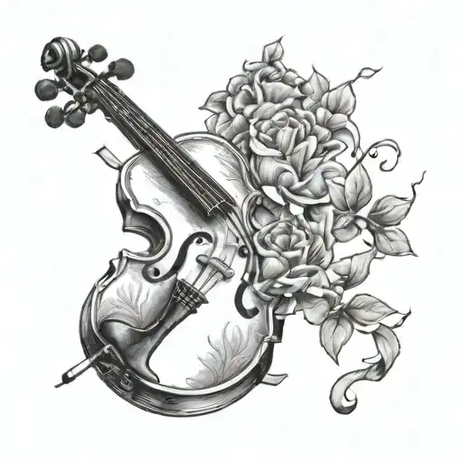 Spain, Italy, Germany, Portugal and Holland represented in an African roots wrapped around a violin tattoo design idea
