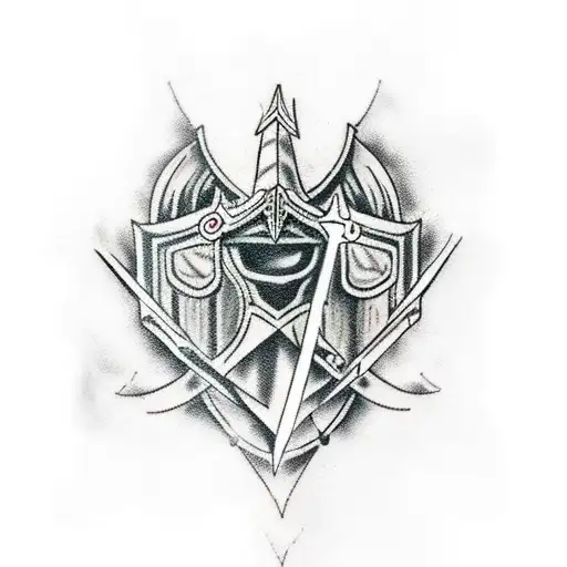 dark gothic medieval knight tattoo design idea