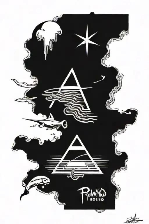 Incorporate traditional tattoo motifs with Pink Floyd album covers tattoo design idea