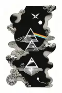 Incorporate traditional tattoo motifs with Pink Floyd album covers tattoo design idea