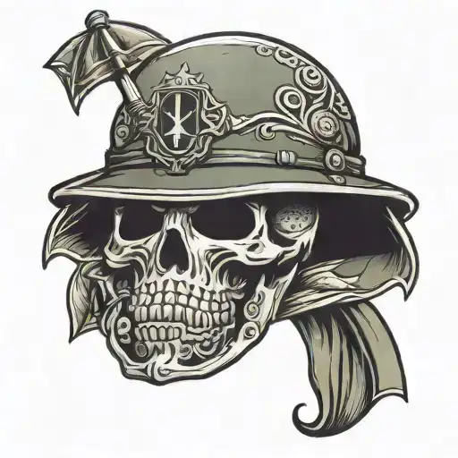 army helmet with umbrella  tattoo design idea