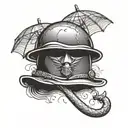 army helmet with umbrella  tattoo design idea