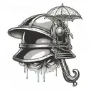 army helmet with umbrella  tattoo design idea