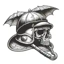 army helmet with umbrella  tattoo design idea