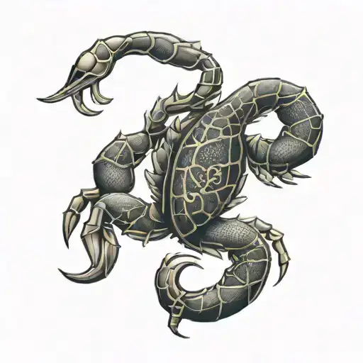 Design a tattoo featuring a scorpion and a finance symbol combined tattoo design idea