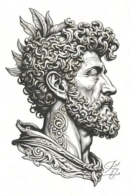 Marcus Aurelius half face tattoo design idea