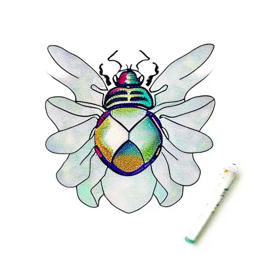 glitter scarab beetle tattoo design idea