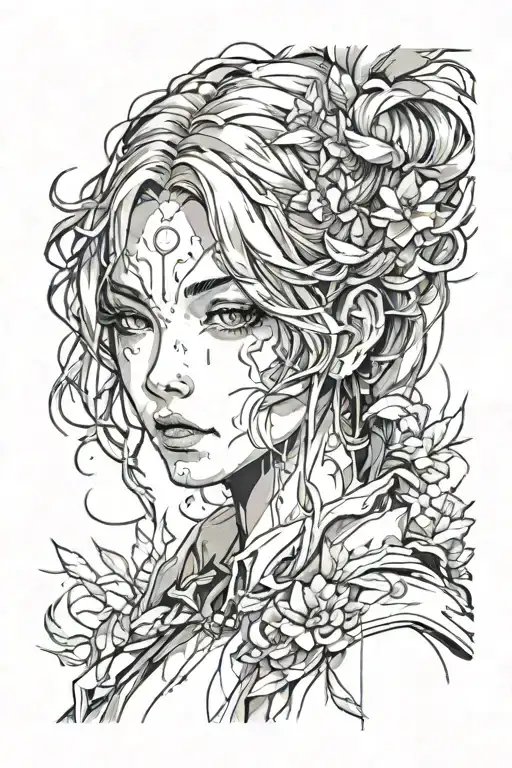 The sketch should have contours of the girl's face, elaborated crying eyes with tears, without mouth, nose and excessive tattoo design idea