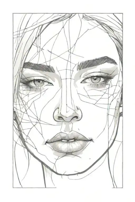 The sketch should have contours of the girl's face, elaborated crying eyes with tears, without mouth, nose and excessive tattoo design idea