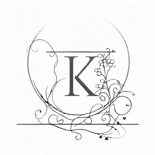 LETTERS K T L E S IN A LINE WITH A WINE GLAS BETWEEN  tattoo design idea