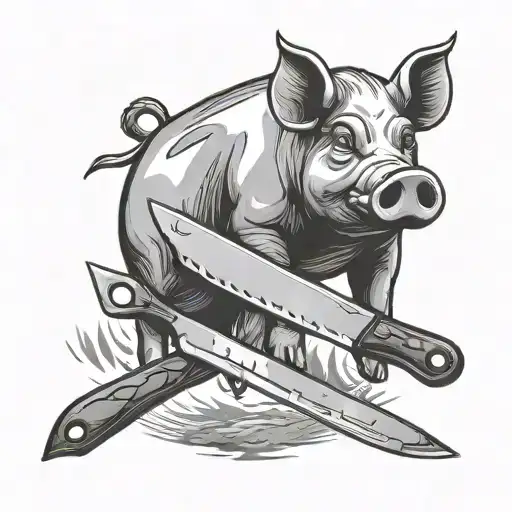 butcher knife with pig on it  tattoo design idea