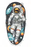 astronaut floating in space tattoo design idea