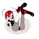 Black, white red pinup clown fishnets boots tattoo design idea