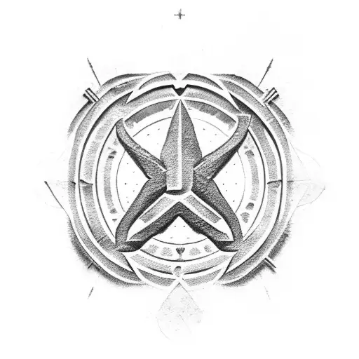 Ancient communist symbol integrated with archaeological artifacts tattoo design idea