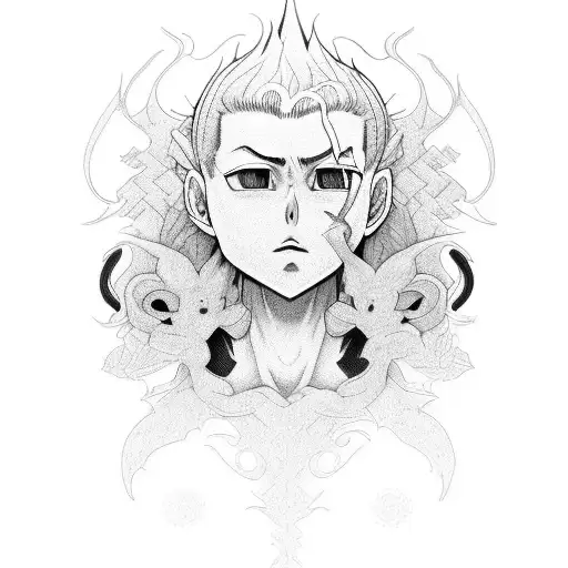 A detailed portrait of Gon Freecss tattoo design idea