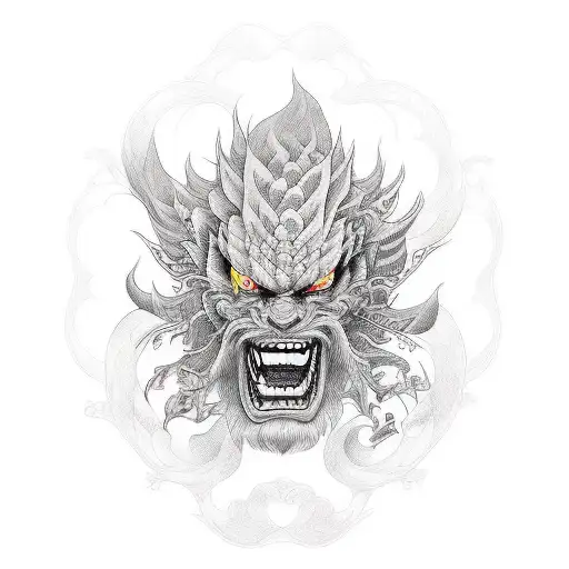 A detailed portrait of Gon Freecss tattoo design idea