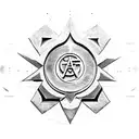 Ancient communist symbol integrated with archaeological artifacts tattoo design idea