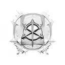 Ancient communist symbol integrated with archaeological artifacts tattoo design idea