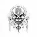 face half Zeus and half skull tattoo design idea