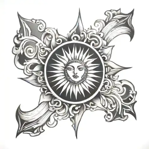 sun rays tattoo design idea