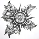 sun rays tattoo design idea